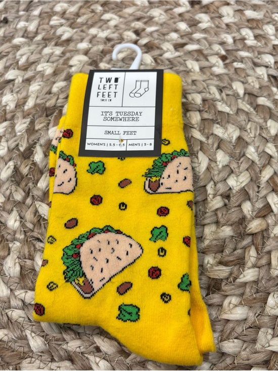Two Left Feet Accessories - TW Left Feet Women's Yellow Taco Print Crew Socks